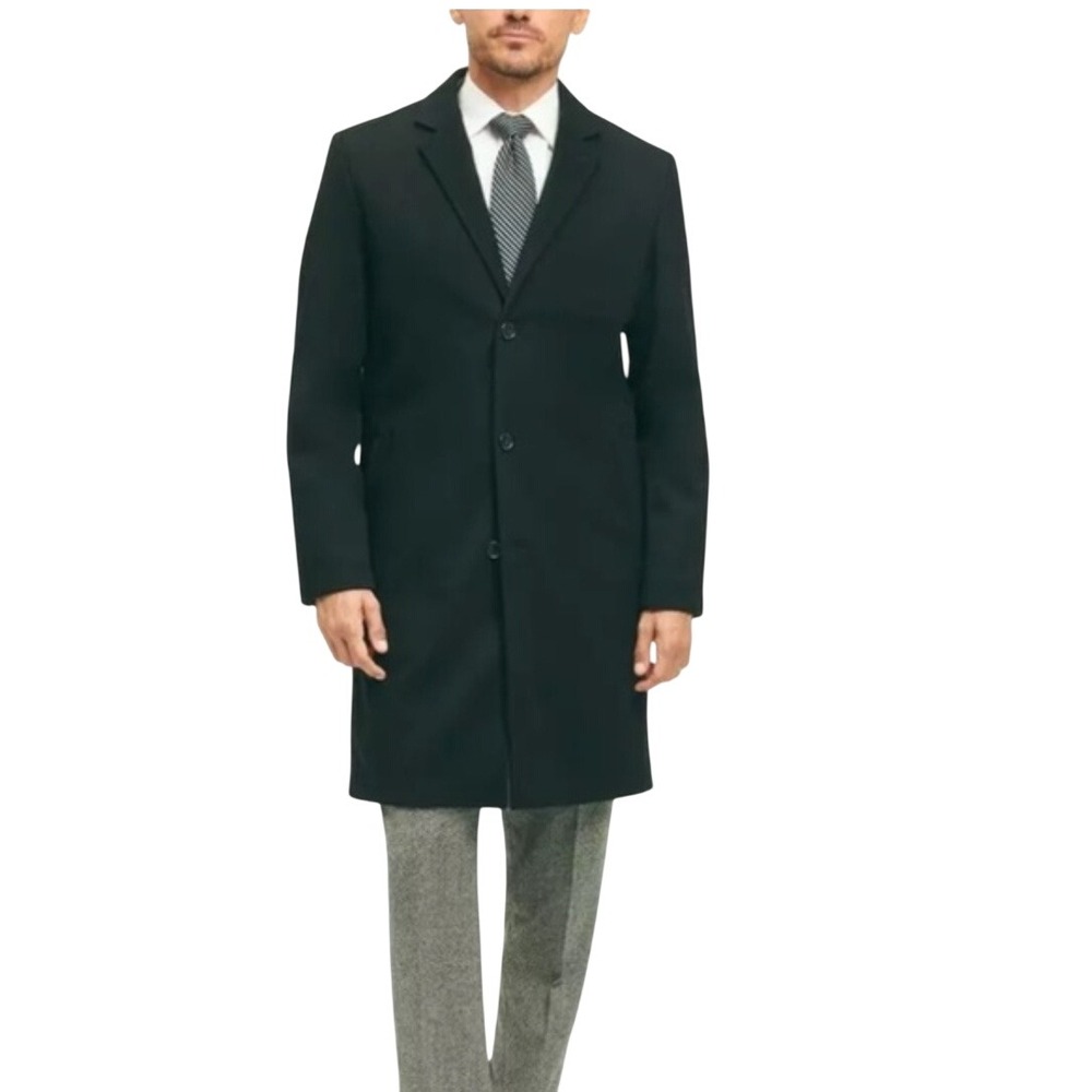 Brooks Brothers Loro Piana Storm System Wool Overcoat Black 40R Italian Fabric